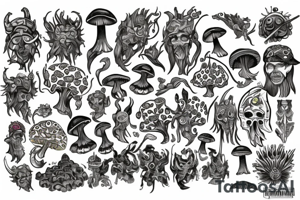 Psychedelic mushroom warrior tattoo idea
