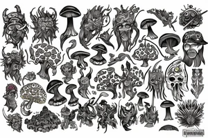 Psychedelic mushroom warrior tattoo idea