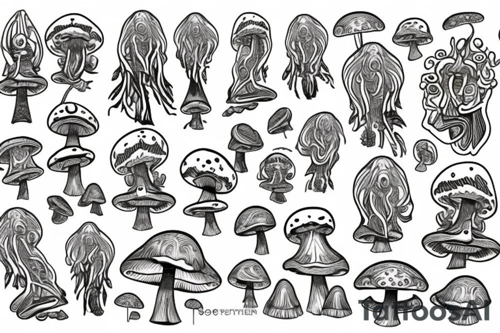 Psychedelic mushroom warrior tattoo idea