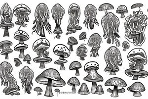 Psychedelic mushroom warrior tattoo idea