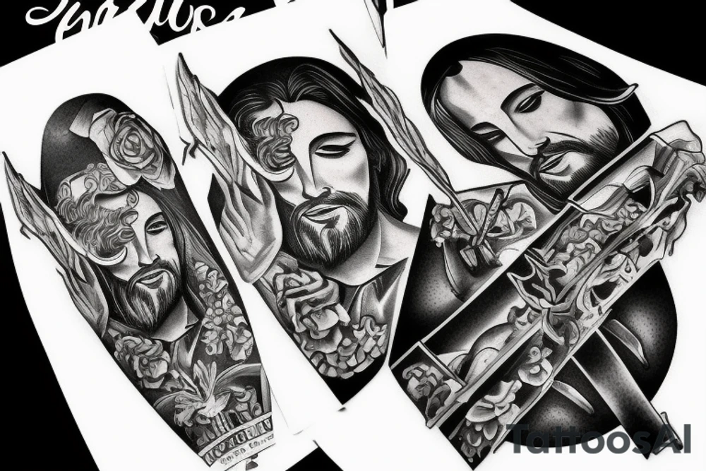 Jesus carring cross tattoo idea