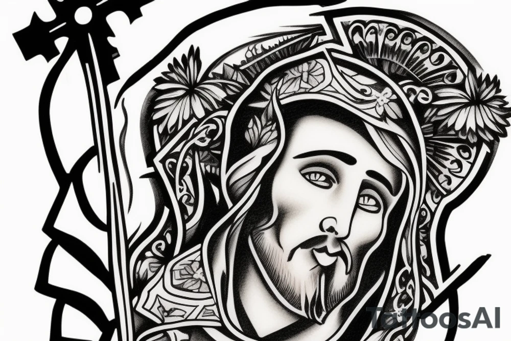 Jesus carring cross tattoo idea