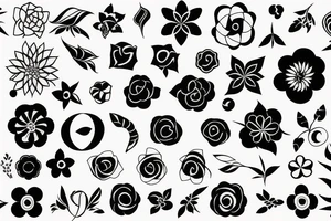 black unusual flowers face geometry tattoo idea