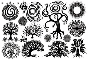 create a shoulder tattoo that includes a rave, octopus, and the tree of life tattoo idea