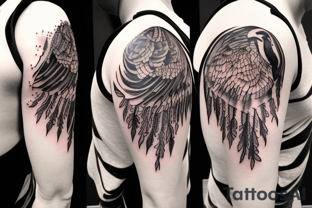 create a shoulder tattoo that includes a raven and the tree of life tattoo idea