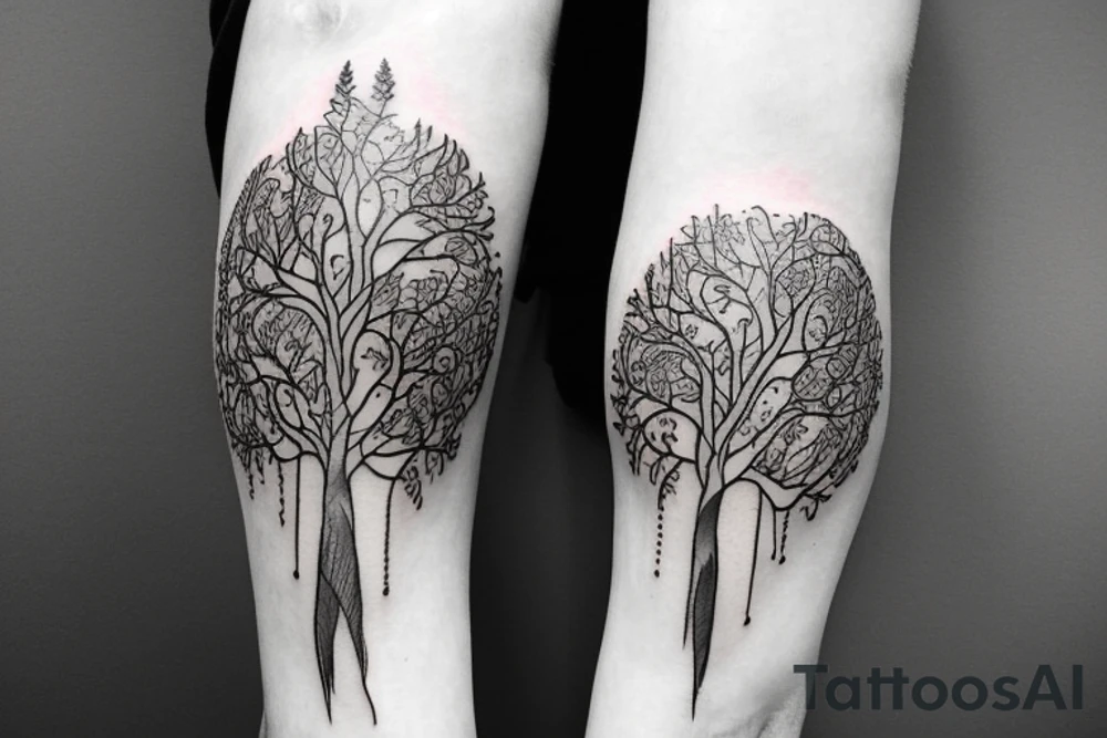 create a shoulder tattoo that includes a raven and the tree of life tattoo idea