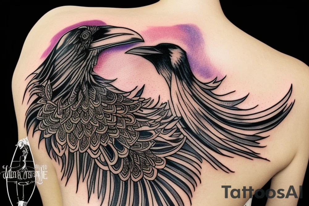 create a shoulder tattoo that includes a raven and the tree of life tattoo idea