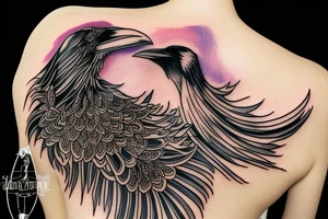 create a shoulder tattoo that includes a raven and the tree of life tattoo idea