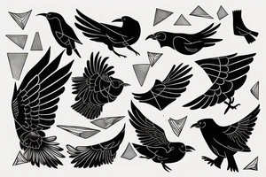 geometric shapes and a raven tattoo idea