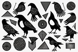 geometric shapes and a raven tattoo idea