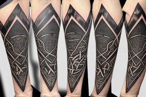 Norse themes, and geometric arm sleeve, include nature and a deer head with antlers tattoo idea