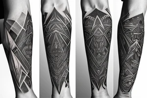 Norse themes, and geometric arm sleeve, include nature and a deer head with antlers tattoo idea