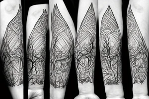 Norse themes, and geometric arm sleeve, include nature and a deer head with antlers tattoo idea