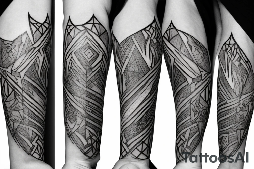 Norse themes, and geometric arm sleeve, include nature and a deer head with antlers tattoo idea