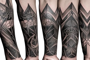 Norse themes, and geometric arm sleeve, include nature and a deer head with antlers tattoo idea