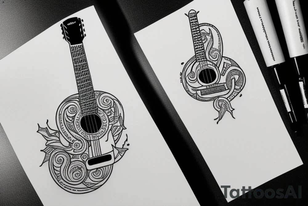 A minimalist guitar tattoo idea