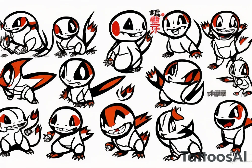 Charmander pokemon in a samuari suit tattoo idea
