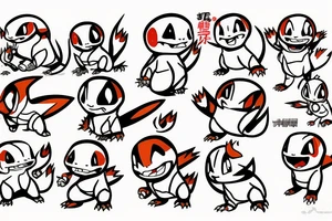 Charmander pokemon in a samuari suit tattoo idea