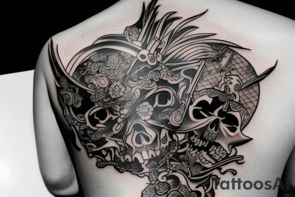 Samurai skull tattoo idea