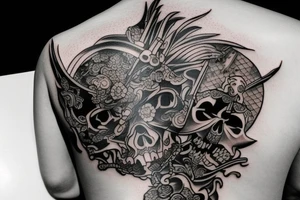 Samurai skull tattoo idea