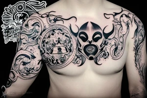 robber mask with devil tattoo idea