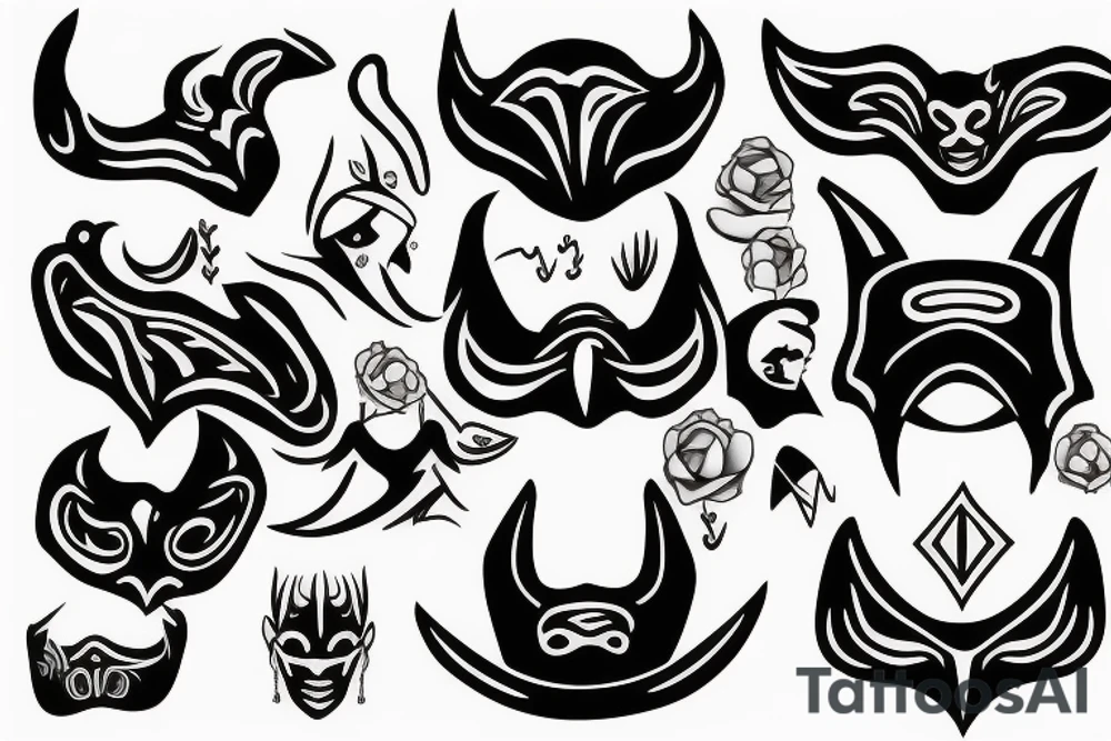 robber mask with devil horn tattoo idea