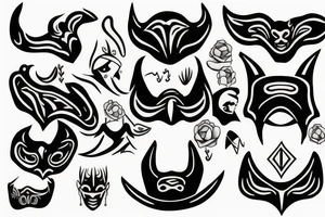 robber mask with devil horn tattoo idea