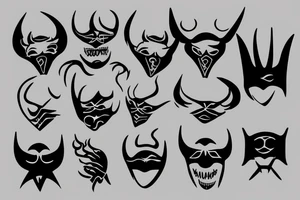 robber mask with devil horn tattoo idea