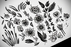 January February may and December birth flower bouquet tattoo idea