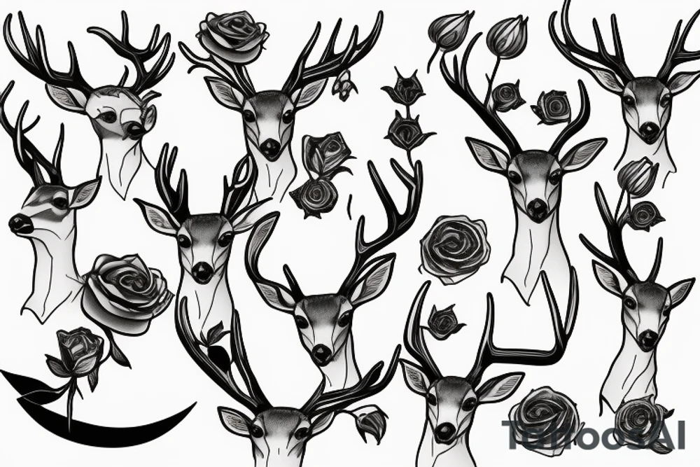 Mule deer with a rose tattoo idea