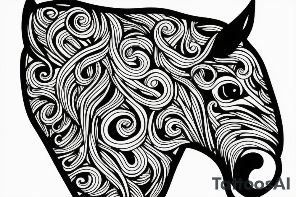 horse, geometric, small detailed tattoo idea