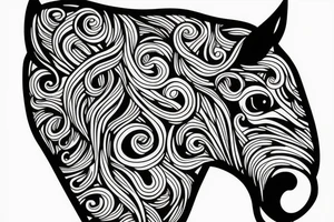 horse, geometric, small detailed tattoo idea