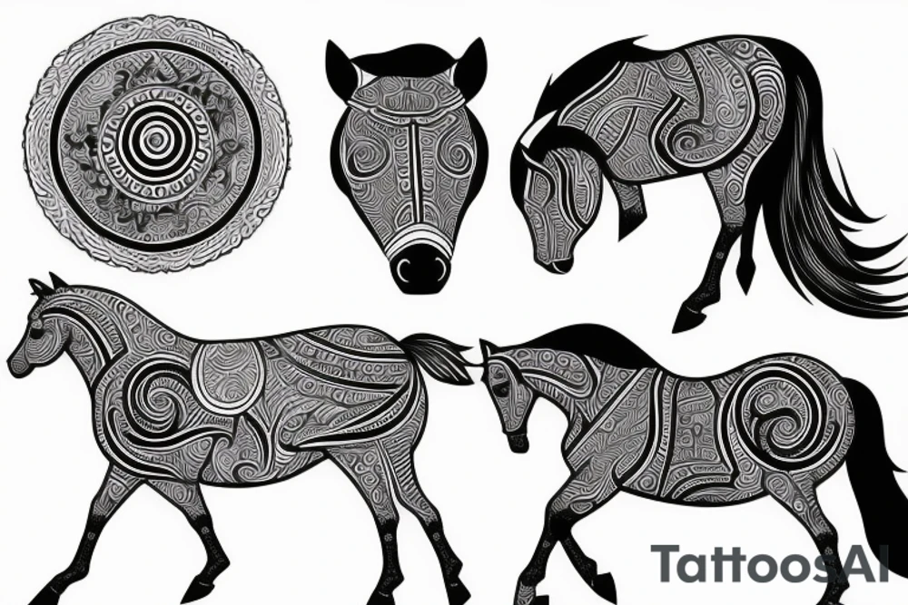 horse, geometric, small detailed tattoo idea