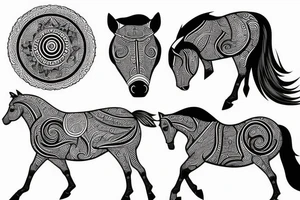 horse, geometric, small detailed tattoo idea