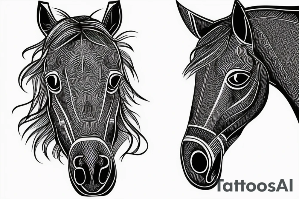 horse, geometric, small detailed tattoo idea
