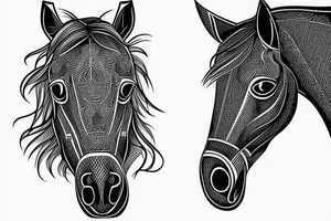 horse, geometric, small detailed tattoo idea