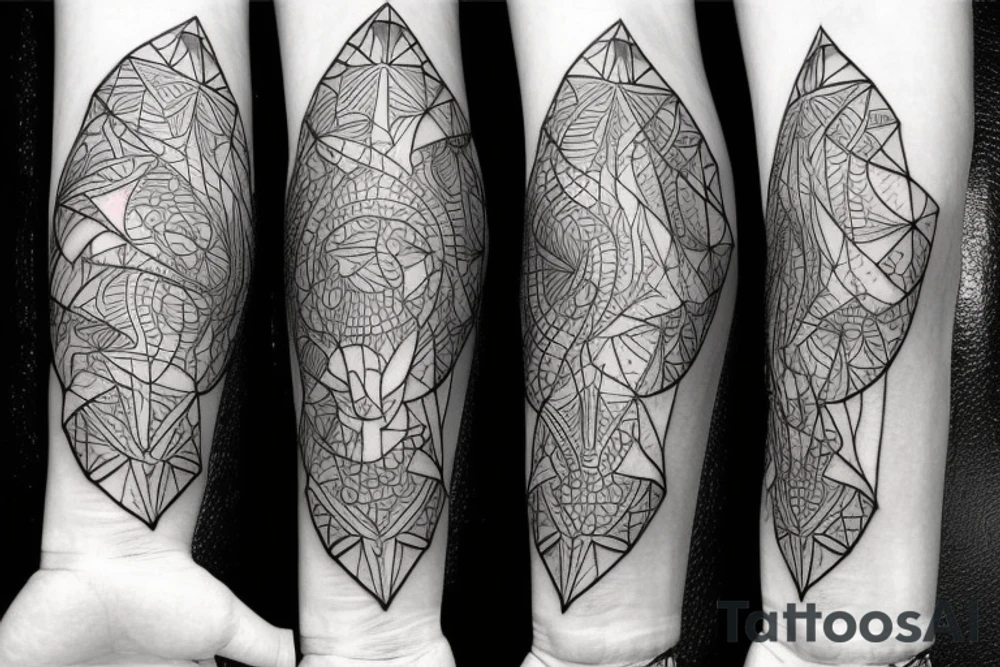 horse, geometric, small detailed tattoo idea