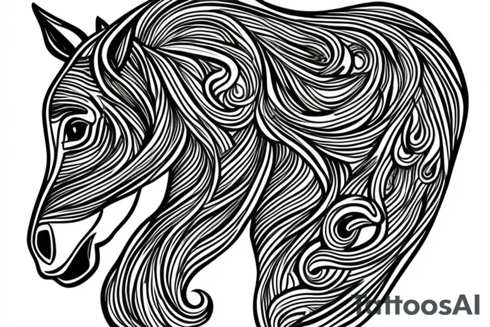 horse, small, fine line tattoo idea
