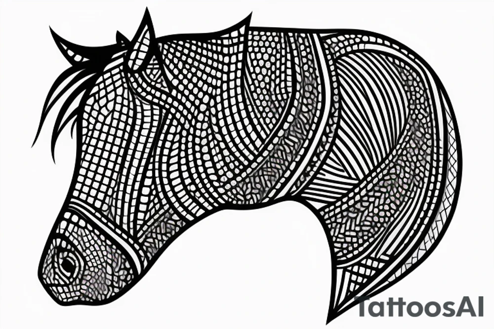 horse, small, fine line tattoo idea