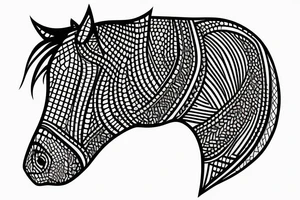 horse, small, fine line tattoo idea