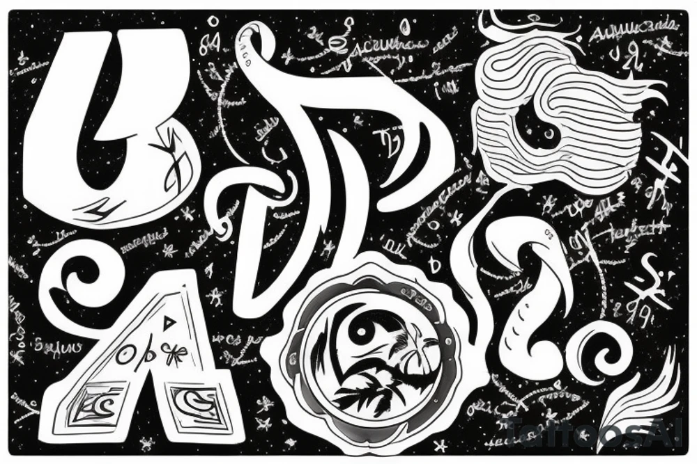 the date 10.02.1957 with the aquarius sign around it tattoo idea