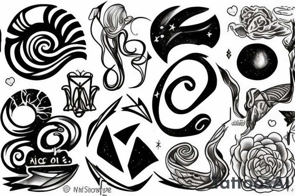10.02.1957 with the aquarius sign around it tattoo idea
