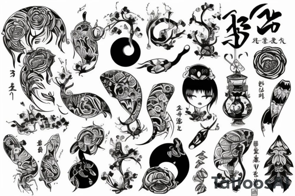 Солнце и луна разрезаные мечом tattoo idea