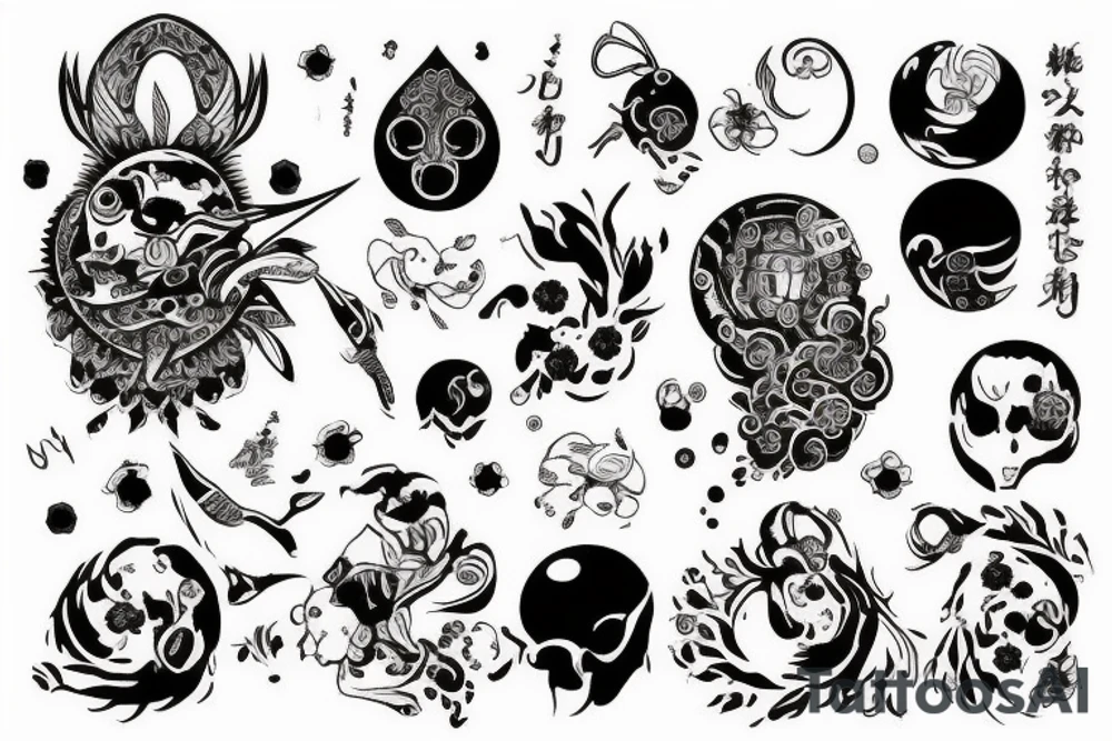 Солнце и луна разрезаные мечом tattoo idea