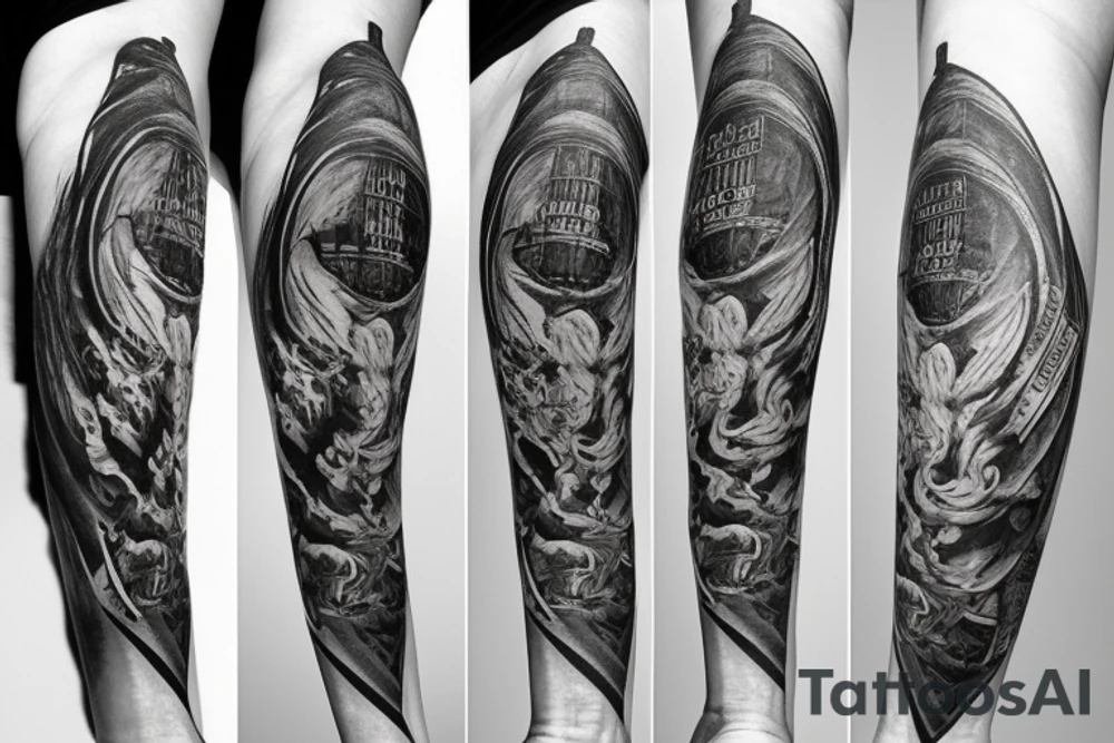 Arm sleeve with harry potter influences tattoo idea