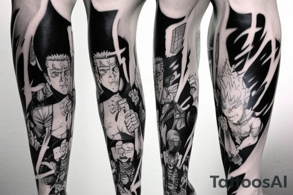 jujutsu kaisen leg sleeve tattoo idea