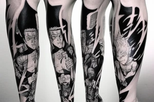 jujutsu kaisen leg sleeve tattoo idea