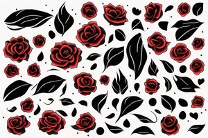Black lines with red blood flowers tattoo idea