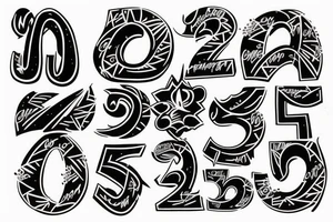 graffiti style lettering and the meaningful number 223 tattoo idea