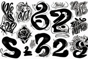 graffiti style lettering and the meaningful number 223 tattoo idea